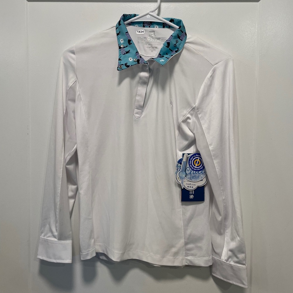 Romfh Girls Sarah LS Show Shirt White‎ Pony Blankets XL Chill Factor Equestrian